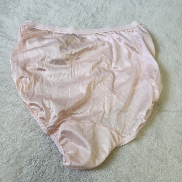 NEW Vintage Pink Satin Granny Panties Size 5 high waist full coverage nylon - Picture 2 of 6